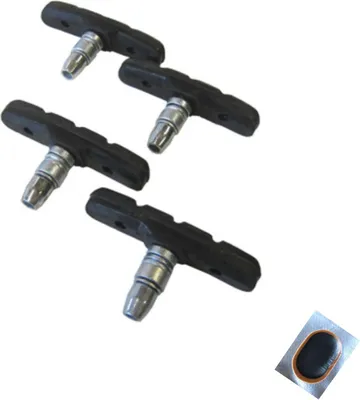 Produktbild von 4 x Starry Alu Bremsbeläge Bremsschuhe 70 mm Bremse vorne / hinten inkl. Schlauchflicken