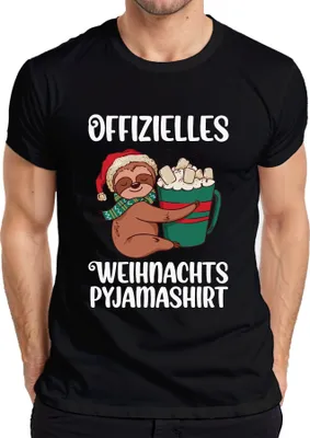 Produktbild von Offizielles Weihnachts-Pyjama Faultier - Weihnachten Weihnachtsgeschenk Christmas Herren T-Shirt, Schwarz, M