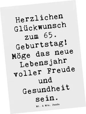Produktbild von Mr. & Mrs. Panda bildkarte Spruch 65. Geburtstag Glückwünsche - Weiß - Geschenk, Kunstkarten, Ansichtskarten, Ansichtskarte, Postkarte, Jubiläum, neues Lebensjahr, Glück