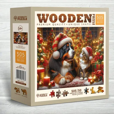 Obrázek produktu pro WOODEN CITY dřevěné puzzle kočka a pes 505 panenek