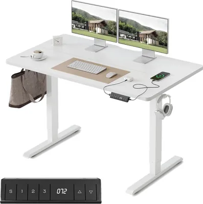 Zdjęcie produktu dla Biurko FEZIBO z regulowaną wysokością 100x60cm do pracy w pozycji siedzącej