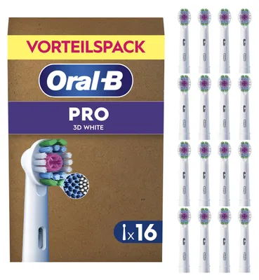 Produktbild von Oral-B Aufsteckbürsten PRO 3DWhite, Weiß, 16 Stück