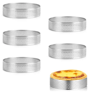 6 Edelstahl-Tortenringe, 6 cm, perforiert, für Desserts & Kuchen