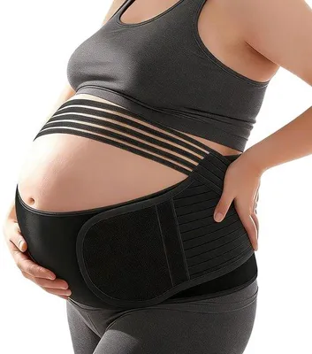Zdjęcie produktu dla Pas do ciąży – Bandaż podtrzymujący brzuch – Redukuje bóle pleców – Regulowany rozmiar – 95-140 cm – Czarny