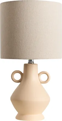 Zdjęcie produktu dla BELIANI Lampa stołowa beżowa ceramiczna podstawa klosz materiałowy do salonu sypialni