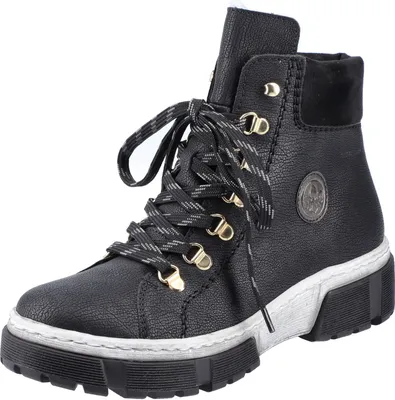Produktbild von Rieker Damen Schnürboots Stiefeletten Reißverschluss X8633, Größe:38 EU, Farbe:Schwarz