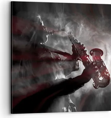 Produktbild von Bild auf Leinwand - Leinwandbild - Einteilig - Musiker Saxophonist Schwarz - 70x70cm - Wand Bild - Wanddeko - Wandbilder - Leinwanddruck - Bilder - Wanddekoration - Leinwand bilder - AC70x70-4276