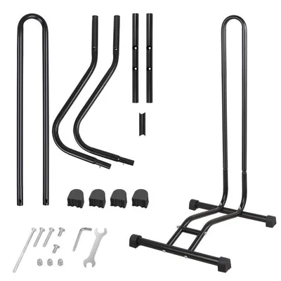 Immagine prodotto di Supporto per bicicletta in metallo, universale, stabile, regolabile, portatile, colore nero, adatto a ruote da 12-29 pollici