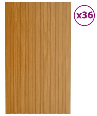 Image de Panneaux de toiture vidaXL, 36 pièces, couleur naturelle, 80 x 45 cm, acier galvanisé