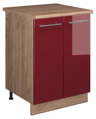 Produktbild von Spülenunterschrank Vicco Fame-Line Bordeaux Hochglanz/Goldkraft Eiche 60 cm, Model 65226