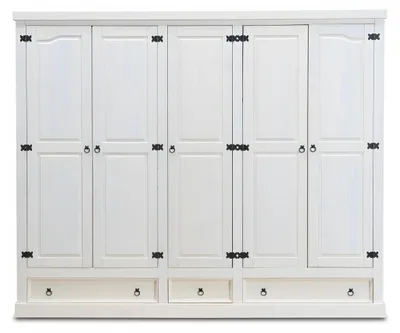 Produktbild von New Mexico Kleiderschrank 5-Trg. mit 3 Schubladen Breite 244 cm, Höhe 195 cm weiss/Wachs.