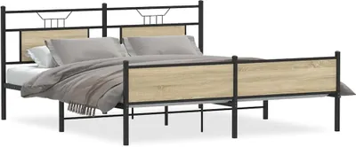Produktbild von vidaXL Metallbett ohne Matratze Sonoma-Eiche 183x213 cm