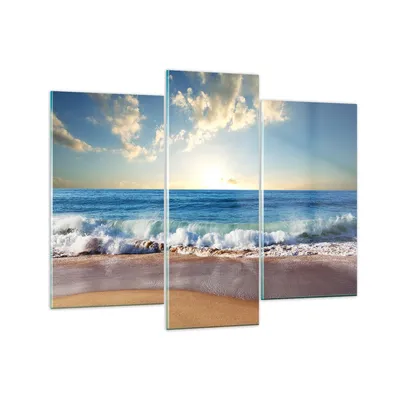 Produktbild von Bilder auf glas - Meer Ufer Wasser - 130x100cm - Glasbilder - Wandbilder - Kunstdruck - zum Aufhängen bereit - Wanddekoration aus Glas - Glas Bilder - Wandbild auf Glas - 3 Teile - GCB130x100-3551