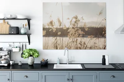 Produktbild von MuchoWow® - Leinwandbilder - Wasser - Pampasgras - Pflanzen, Wandbild, Wanddeko Bilder Wohnzimmer, 120x90 cm