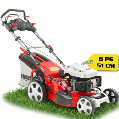 Produktbild von HECHT 5534 SX Rasenmäher Benzin | mit Antrieb | 5in1 | 51 cm Schnittbreite | 60L | Fangkorb | Mulchkit | Zentrale 7-fach Höhenverstellung
