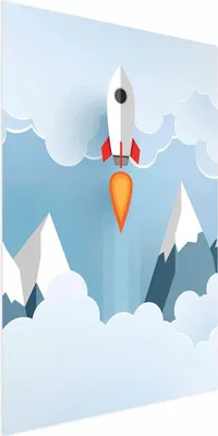 Produktbild von Posterpapier Poster - Rocket in the Clouds 21x30 cm Für Kinder e-B-0038-ao-a