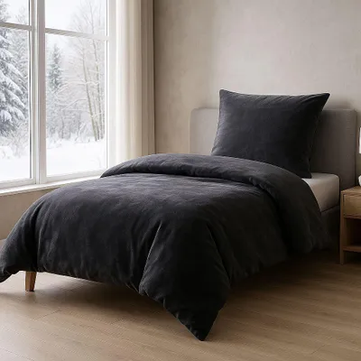 Zdjęcie produktu dla Komplet pościeli Malika z mikrofibry, imitujący kaszmir, 2-częściowy, 155 × 220 cm + 80 × 80 cm, kolor antracyt
