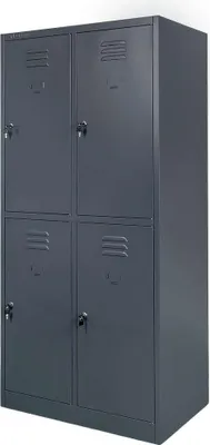 Zdjęcie produktu dla Szafka ubraniowa skrytkowa BHP metalowa Mega-M J-80/4 4-drzwiowa grafitowa 80x50x180cm skręcana
