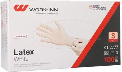 Produktbild von 1000 Work-Inn WORK-INN Handschuhe, Latex gepudert White weiss - natur Größe S 98412