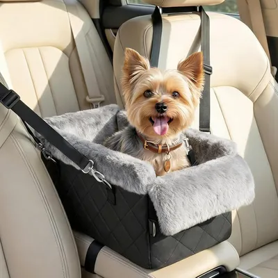 Produktbild von Hundesitz für die Mittelkonsole, rutschfester Autositz für kleine Hunde und Katzen bis 11 Pfund, Schwarz