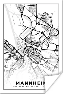 Produktbild von MuchoWow® Poster Mannheim - Stadtplan - Karte 120x180 cm - Kunstposter