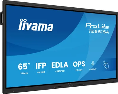 Produktbild von iiyama TE6515A-B1AG Signage-Display Interaktiver Flachbildschirm 163,8 cm (64.5") WLAN 550 cd/m² 4K Ultra HD Schwarz Touchscreen Eingebauter Prozessor Android