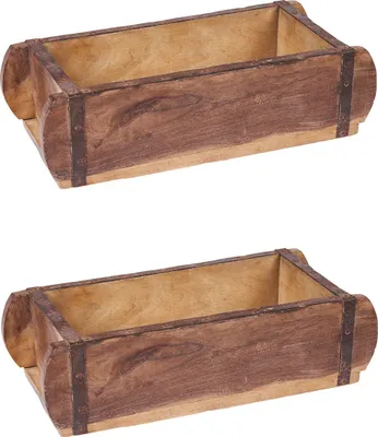 Obrázek produktu pro sada 2 vintage dřevěných beden Dřevěný podnos z regenerovaného dřeva