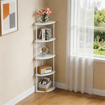 Produktbild von Eckregal stehend mit 5 Ebenen,Bücherregal,Mehrzweckregal Standregal, Aufbewahrungsregal, Lagerregal für Küche, Bad, Wohnzimmer,Büro 30x30x124cm