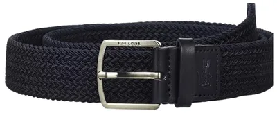 Image de Ceinture pour homme Lacoste, noire, avec boucle métallique, longueur 125 cm
