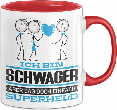 Produktbild von Schwager Geschenk Tasse Ich Bin Schwager Aber Sag Doch Einfach Superheld Lustige Geschenkdiee für Schwager Kaffee-Becher (Rot)