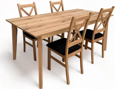 Obrázek produktu pro Pobřežní dubový stůl 90x160/210 + sada 4 židlí