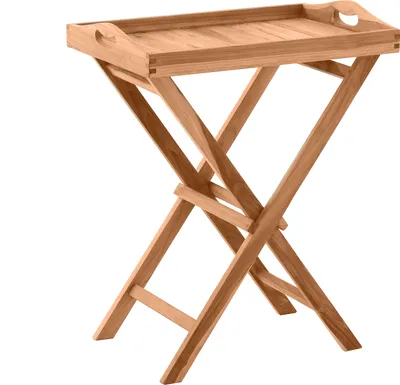 Produktbild von Möbilia Serviertisch 60 x 40 cm | klappbar | mit abnehmbarem Tablett | B 60 x T 40 x H 65 cm | natur | 11020002 | Serie GARTEN