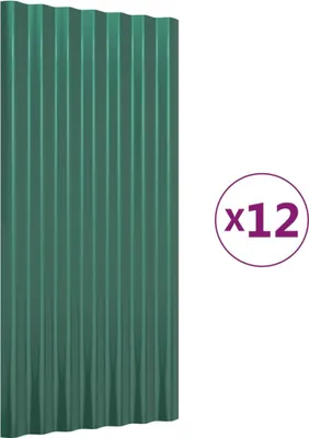 Produktbild von vidaXL Dachpaneele 12 Stk. Verzinkter Stahl Grün 80x36 cm