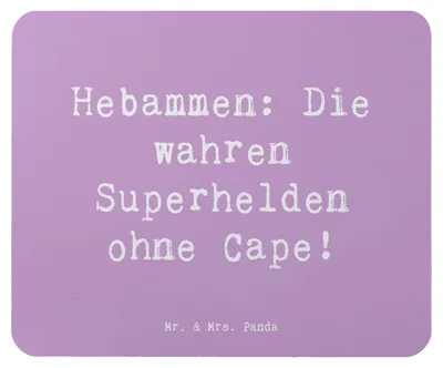 Produktbild von Mr. & Mrs. Panda Mouse Pad Spruch Hebamme Superheld - Lavendeltraum - Geschenk, kreative Geschenke, Beruf, personalisierte, Dankbarkeit, Fachkraft, Schwangerschaft