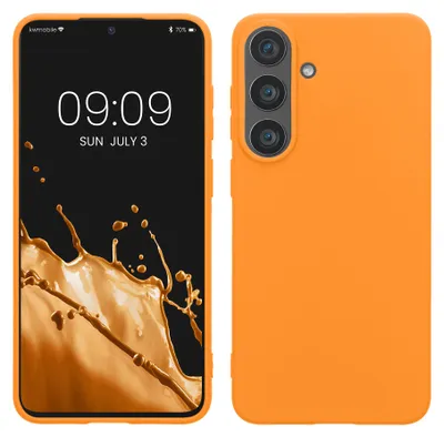 Produktbild von kwmobile Hülle für Samsung Galaxy S26 FE TPU Case - Handyhülle unterstützt kabelloses Laden, flexible Schutzhülle, gummiertes Cover in Fruity Orange