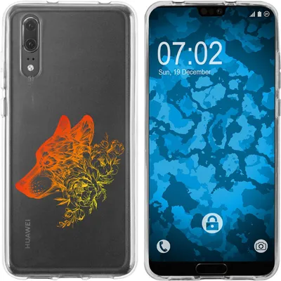 Produktbild von PhoneNatic Case kompatibel mit Huawei P20 Silikon-Hülle Floral Wolf M3-2