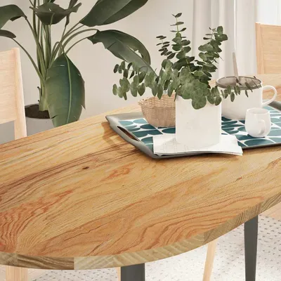 Produktbild von "2026 Promotion" Tischaccessoires, Tischplatte, Hellbraun, 140x60x2 cm Massivholz Eiche Oval - Tischplatten CC23425