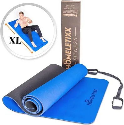 Productafbeelding van Sportmat voor thuis gym - Fitnessmat antislip gymnastiekmat pilatesmat - Grote trainingsmat 200 cm met draagriem