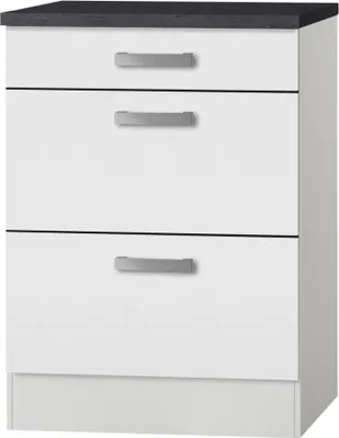 Produktbild von Küchen Schubladenunterschrank mit Arbeitsplatte Oslo U636-9 in weiß 60 cm breit