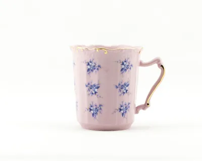Produktbild von Tasse Amis 0,25 l, blaue Blumen, rosa Porzellan, Leander