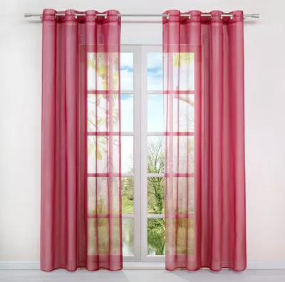 Produktbild von Gardinen Vorhänge Voile Gardine Transparent Dekoschal Uni Ösen Vorhang Rotwein HxB 175x140 cm 1 Stück