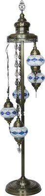 Produktbild von Oosterse Mosaik Vloerlamp mit 5 Kugeln in Lichtblau - Höhe 140 cm, E14 Fassung, für TL/LED Beleuchtung