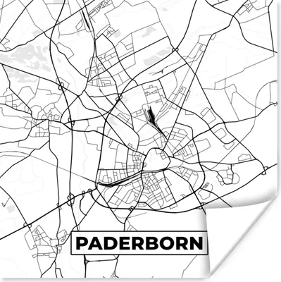 Produktbild von MuchoWow® Poster Karte - Stadtplan - Paderborn 75x75 cm - Wand Dekoration