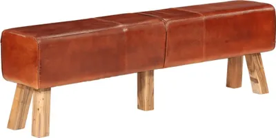 Image de Banc de gymnastique marron 160 cm cuir véritable
