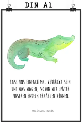 Produktbild von Mr. & Mrs. Panda Bild Krokodil DIN A1 - Weiß - Geschenk, Lieblingsmensch, Meer, Abenteuerlust, Krokodile, Kunstdruck, Beste Freundin, drucke, wanddeko, Posterdruck