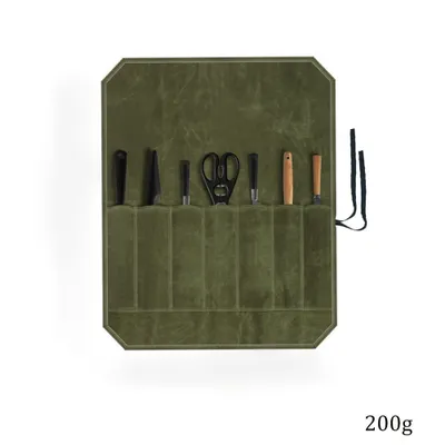 Produktbild von Strapazierfähiges gewachstes Segeltuch,wasserfeste langlebige Messer-Rolltasche, tragbare Messertasche für Köche (Armeegrün)