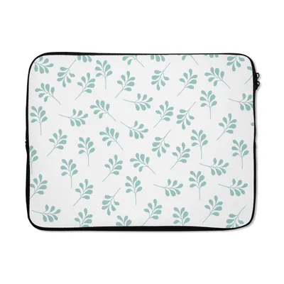 Produktbild von MuchoWow® Laptop Hülle 15 Zoll Blätter - Muster - Blau Laptoptasche - Laptoptasche - Sleeve - Rundum-Schutz