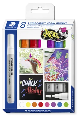 Produktbild von STAEDTLER Lumocolor 334 Kreide-Marker mit Rundspitze Etui mit 8 Farben