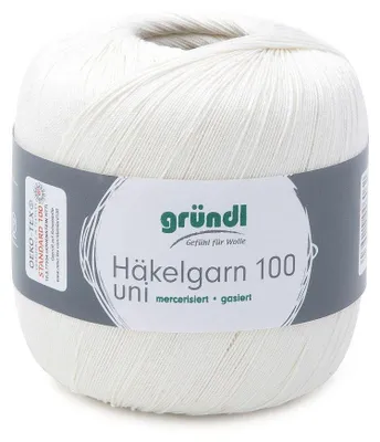 Produktbild von Gründl Häkelgarn 100 Filethäkeln 100% Baumwolle 100g/566m NS 1,5-2 mm Stärke 10 creme (102)