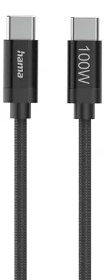 Image de Câble de charge "Fabric" USB-C - USB-C, 100 W, 1,5 m, nylon, Noir